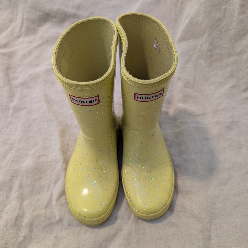 Hunter Yellow Glitter Rain Boots
